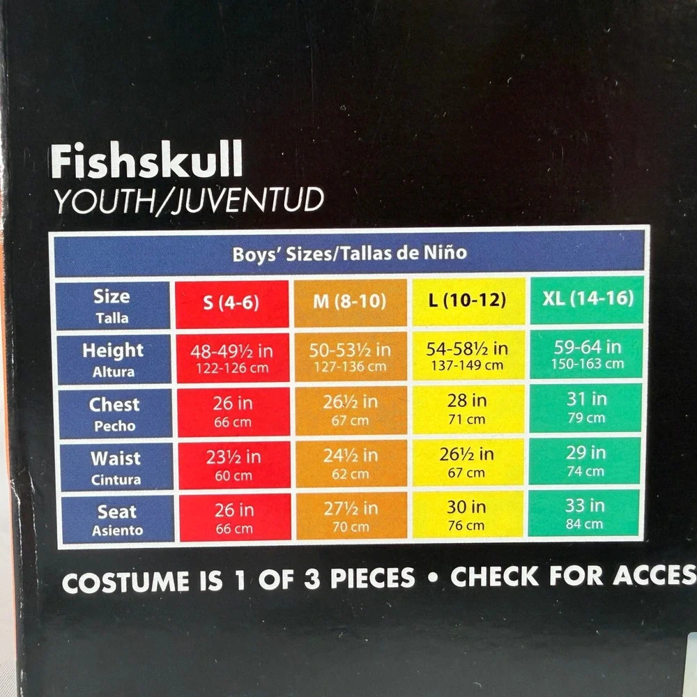 Fortnite Fishskull Youth Costume 3 Piece Set Size Medium 8-10 NIB New